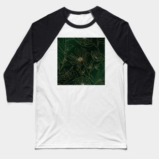 Gold Flowers Outlines Green Gradient Elegant Design Baseball T-Shirt